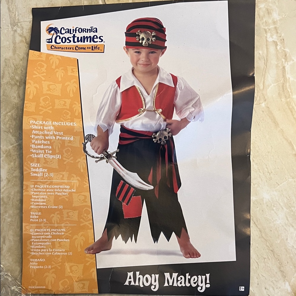 California Costumes Pirate Outfit for Toddler - Red, Black, and White